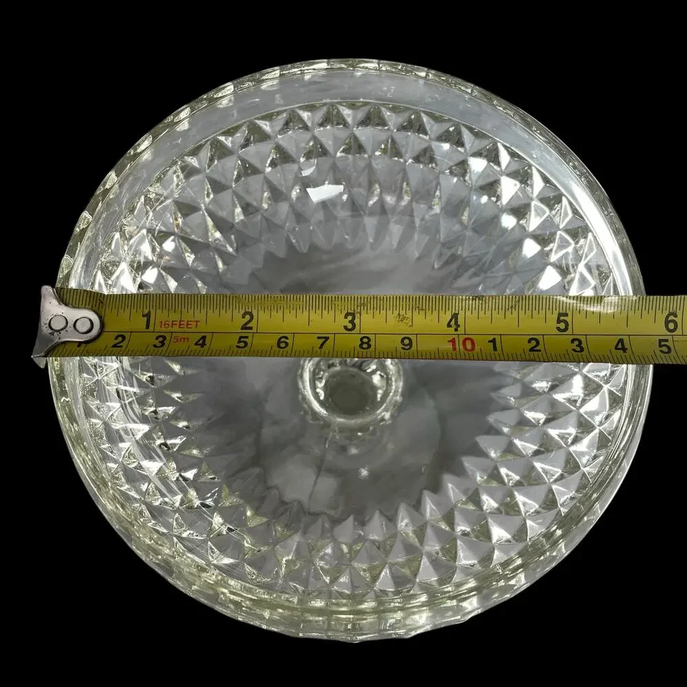 Indiana Glass Clear Diamond Point Candy Compote Pedestal Bowl Footed Dish Vtg